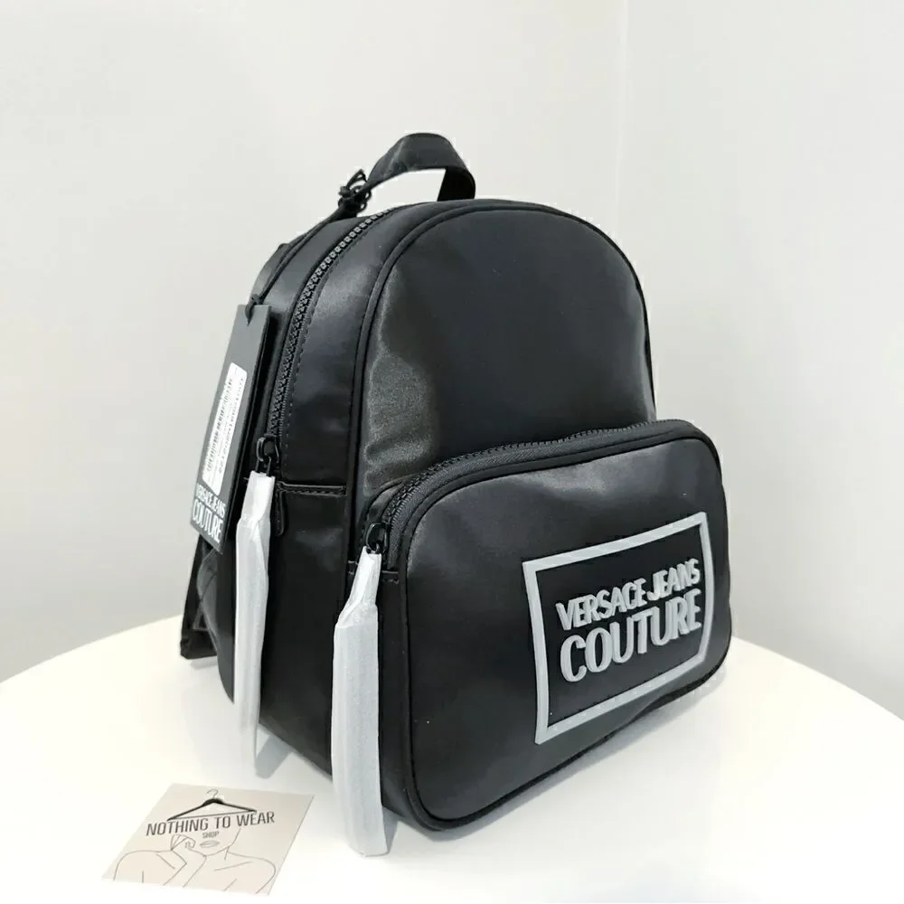 ⭕️ VERSACE JEANS Backpack Black Nylon Designer Logo